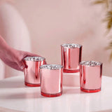 NNEDSZ 20 Pack Rose Gold Pink Votive Tealight Candle Holders Valentines Day Mercury  Wedding Decor Glass Candlestick Party Decorations Bridal Baby Shower Event