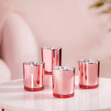 NNEDSZ 20 Pack Rose Gold Pink Votive Tealight Candle Holders Valentines Day Mercury  Wedding Decor Glass Candlestick Party Decorations Bridal Baby Shower Event