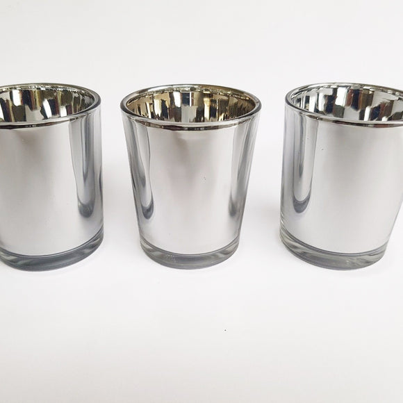 NNEDSZ 20 Pack Silver Mercury Glass Votive Candle Holders Set For Wedding, Bridal And Baby Shower, Party Function or Home Decor