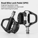 NNEDSZ Self Lock Clip In Bike Pedals Shimano SPD-SL Cleat MTB Road 700C Hybrid BMX - Rockbros Nylon Black
