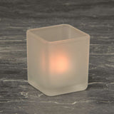 NNEDSZ 20 Pack Square Cube Frosted Glass 5cm Tealight Candle Holder Festival Decor Wedding Propose Parties Holiday and Home Decor