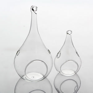 NNEDSZ 25 Bulk Pack of Hanging Clear Glass Tealight Candle Holder Tear Drop Pear Hour Glass Shape - 20cm High Terrarium Plant Mini Garden Holder Decoration Craft Gift