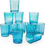 NNEDSZ 20 Pack Turquoise Glass Votive Tealight Candle Holders House Party Cenrepiece Xmas Wedding Decor Glass Candlestick Party Decorations Bridal Baby Shower Event