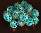 NNEDSZ 1 Set of 20 LED Turquoise 5cm Rattan Cane Ball Battery Powered String Lights Christmas Gift Home Wedding Party Bedroom Decoration Table Centrepiece
