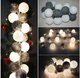 NNEDSZ 1 Set of 20 LED Black White 5cm Cotton Ball Battery Powered String Lights Xmas Gift Home Wedding Party Bedroom Decoration Outdoor Indoor Table Centrepiece