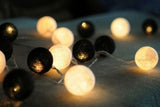 NNEDSZ 1 Set of 20 LED Black White 5cm Cotton Ball Battery Powered String Lights Xmas Gift Home Wedding Party Bedroom Decoration Outdoor Indoor Table Centrepiece