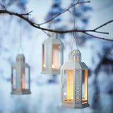 NNEDSZ 5 Pack of White Metal Miners Lantern Summer Wedding Home Party Room Balconey Deck Decoration 21cm Tealight Candle