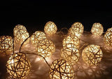 NNEDSZ 1 Set of 20 LED Cream White 5cm Rattan Cane Ball Battery Powered String Lights Christmas Gift Home Wedding Party Bedroom Decoration Table Centrepiece