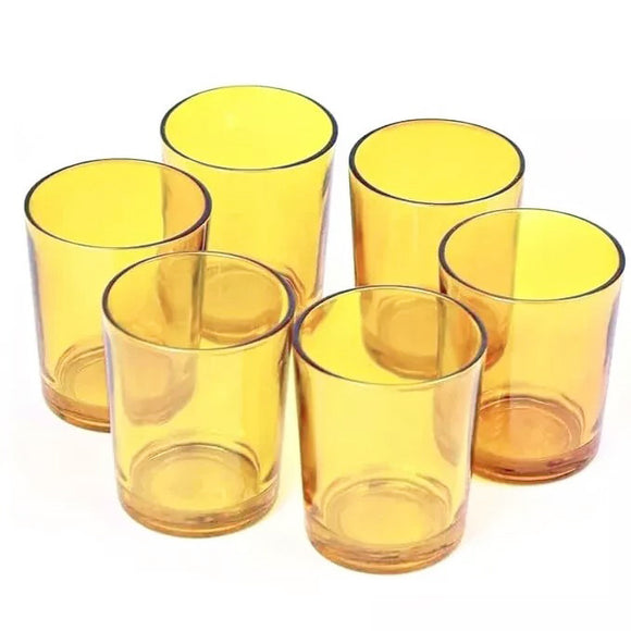 NNEDSZ 20 Pack Yellow Glass Votive Candle Holders Table Centreoieces  Xmas Wedding Anniversary Event Recption Party Function or Home Decor