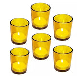 NNEDSZ 20 Pack Yellow Glass Votive Candle Holders Table Centreoieces  Xmas Wedding Anniversary Event Recption Party Function or Home Decor