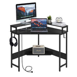 NNEDSZ Casadiso L-Shaped Computer Desk with Charging Station, Black Gaming Desk with Built-in Power Board - (Casadiso Albali Pro)