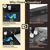 NNEDSZ Casadiso L-Shaped Computer Desk with Charging Station, Black Gaming Desk with Built-in Power Board - (Casadiso Albali Pro)