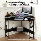 NNEDSZ Casadiso L-Shaped Computer Desk with Charging Station, Black Gaming Desk with Built-in Power Board - (Casadiso Albali Pro)