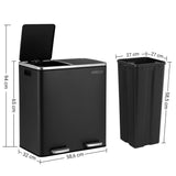 NNEDSZ Dual Rubbish Bin 2 x 30L Recycling Bin Black