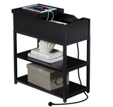NNEDSZ Casadiso Sofa Side Table with Integrated Charging Station - Multi-Tier Black Side Table with Built-in Power Board (Casadiso Saiph Pro)