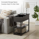 NNEDSZ Casadiso Sofa Side Table with Integrated Charging Station - Multi-Tier Black Side Table with Built-in Power Board (Casadiso Saiph Pro)