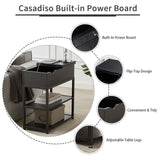 NNEDSZ Casadiso Sofa Side Table with Integrated Charging Station - Multi-Tier Black Side Table with Built-in Power Board (Casadiso Saiph Pro)