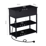 NNEDSZ Casadiso Sofa Side Table with Integrated Charging Station - Multi-Tier Black Side Table with Built-in Power Board (Casadiso Saiph Pro)