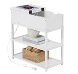 NNEDSZ Casadiso Bedside Table with Powerboard - Multi-Tier Sleek White Side Table with Charging Station (Casadiso Saiph Pro)