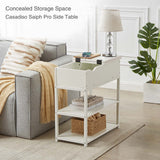 NNEDSZ Casadiso Bedside Table with Powerboard - Multi-Tier Sleek White Side Table with Charging Station (Casadiso Saiph Pro)