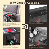 NNEDSZ Casadiso Mintaka Pro: E-Shaped Sofa Side Table with Built-in Power Board, Black