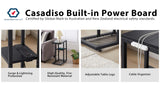 NNEDSZ Casadiso Mintaka Pro: E-Shaped Sofa Side Table with Built-in Power Board, Black