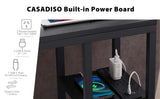 NNEDSZ Casadiso Mintaka Pro: E-Shaped Sofa Side Table with Built-in Power Board, Black