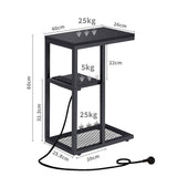 NNEDSZ Casadiso Mintaka Pro: E-Shaped Sofa Side Table with Built-in Power Board, Black