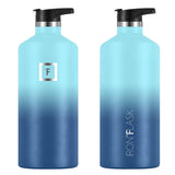NNEDSZ Iron Flask Narrow Mouth Bottle with Spout Lid, Blue Waves, 64oz/1900ml
