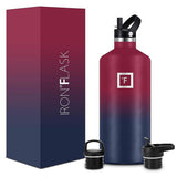 NNEDSZ Iron Flask Narrow Mouth Bottle with Straw Lid, Dark Rainbow, 64oz/1900ml