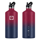 NNEDSZ Iron Flask Narrow Mouth Bottle with Straw Lid, Dark Rainbow, 64oz/1900ml