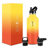 NNEDSZ Iron Flask Narrow Mouth Bottle with Straw Lid, Fire, 64oz/1900ml