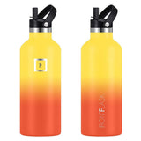 NNEDSZ Iron Flask Narrow Mouth Bottle with Straw Lid, Fire, 64oz/1900ml