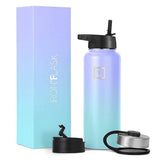 NNEDSZ Iron Flask Wide Mouth Bottle with Straw Lid, Cotton Candy, 40oz/1200ml