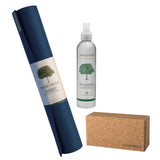 NNEDSZ Jade Yoga Harmony Mat - Midnight & Jade Yoga Cork Yoga Block - Small + Jade Yoga Plant Based Mat Wash - 8 oz Starter Kit