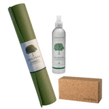NNEDSZ Jade Yoga Harmony Mat - Olive & Jade Yoga Cork Yoga Block - Small + Jade Yoga Plant Based Mat Wash - 8 oz Starter Kit
