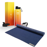 NNEDSZ Jade Yoga Voyager Mat - Midnight & Iron Flask Wide Mouth Bottle with Spout Lid, Fire, 32oz/950ml Bundle