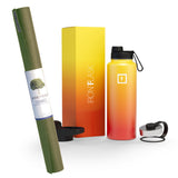 NNEDSZ Jade Yoga Voyager Mat - Olive & Iron Flask Wide Mouth Bottle with Spout Lid, Fire, 32oz/950ml Bundle