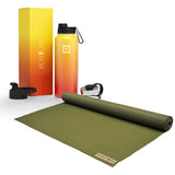 NNEDSZ Jade Yoga Voyager Mat - Olive & Iron Flask Wide Mouth Bottle with Spout Lid, Fire, 32oz/950ml Bundle