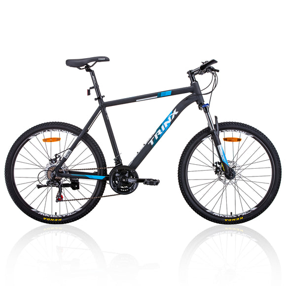 NNEDSZ Trinx MTB Mens Mountain Bike 26 inch Shimano Gear 21-Speed [Colour: Matt Black White/Blue] [Size Of Frame: 19 inches]