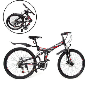 NNEDSZ 26 Folding Mountain Bicycle 21 Speed Shimano Foldable Bike Black Color