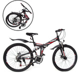 NNEDSZ 26 Folding Mountain Bicycle 21 Speed Shimano Foldable Bike Black Color