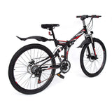 NNEDSZ 26 Folding Mountain Bicycle 21 Speed Shimano Foldable Bike Black Color
