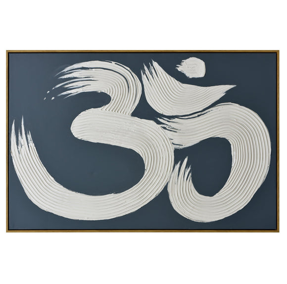 NNEDSZ 120X80cm Modern Mantra: Echoes of AUM Dark Wood Framed Hand Painted Canvas Wall Art