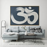 NNEDSZ 120X80cm Modern Mantra: Echoes of AUM Dark Wood Framed Hand Painted Canvas Wall Art