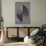 NNEDSZ 60X90cm Golden Dichotomy Gold Framed Hand Painted Canvas Wall Art