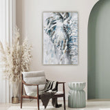 NNEDSZ 80X120cm Azure Tusker Champagne Framed Hand Painted Canvas Wall Art