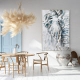 NNEDSZ 80X120cm Azure Tusker Champagne Framed Hand Painted Canvas Wall Art