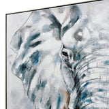 NNEDSZ 80X120cm Azure Tusker Champagne Framed Hand Painted Canvas Wall Art