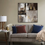NNEDSZ 100X100cm Earthy Elegance Black Framed Hand Painted Canvas Wall Art